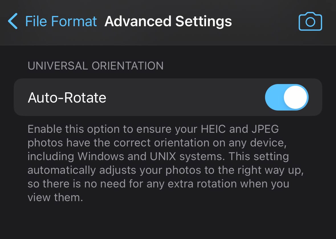 Universal Orientation setting in ProCamera