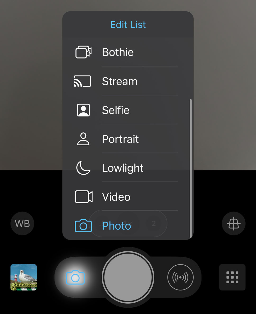 New Camera Mode List in ProCamera